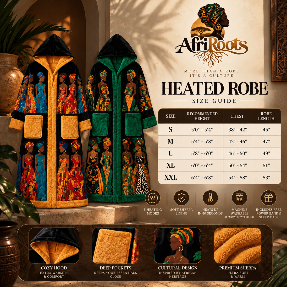 AfriRoots™ Heated Robe