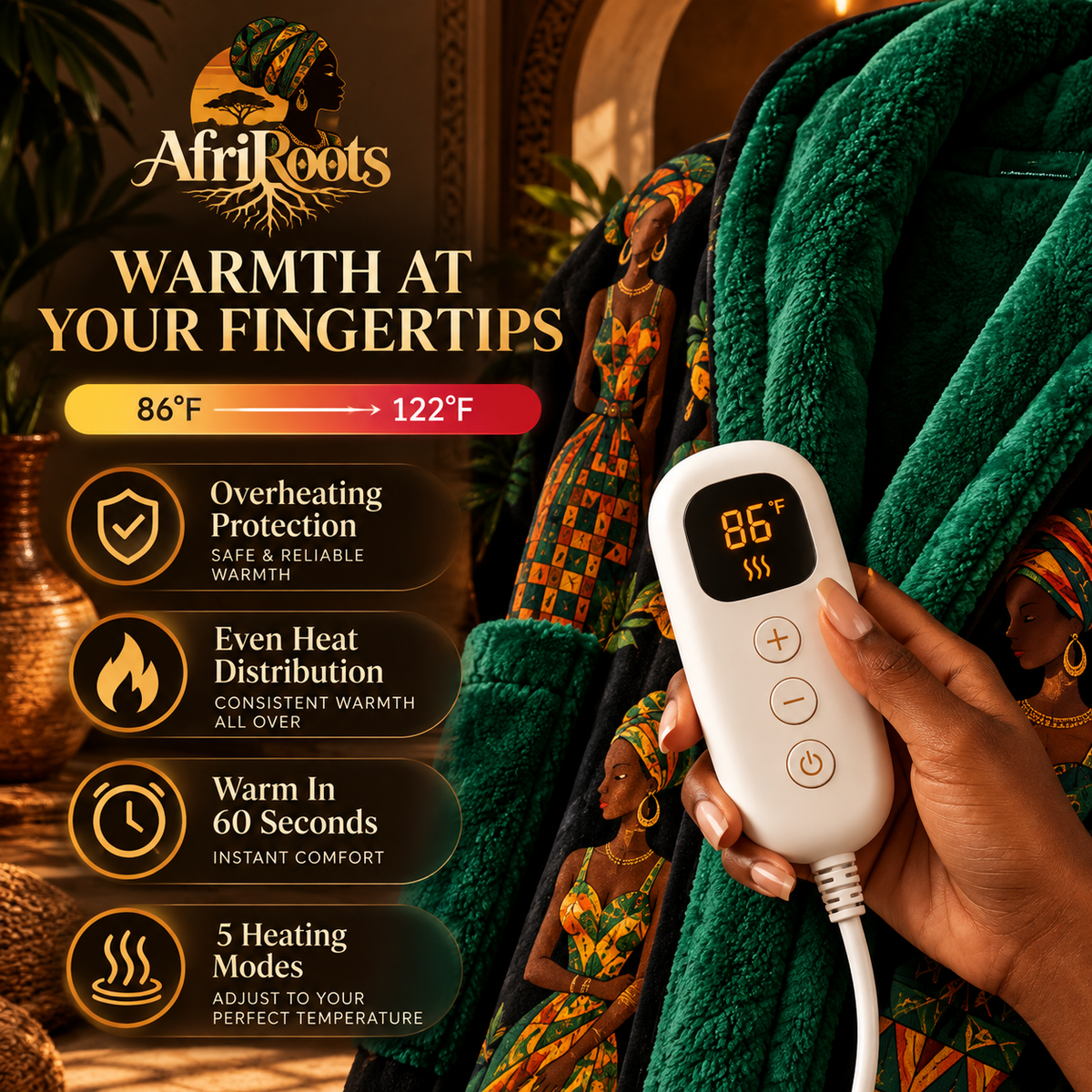 AfriRoots™ Heated Robe